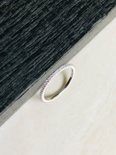 925 Silver Minimal Stone Band Ring